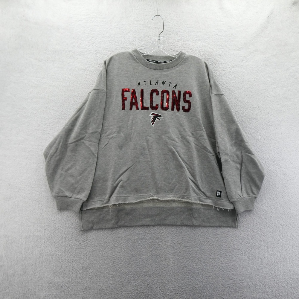 DKNY Sweatshirt Women Small Atlanta Falcons Gray Sequin Fan‎ Apparel NFL Logo